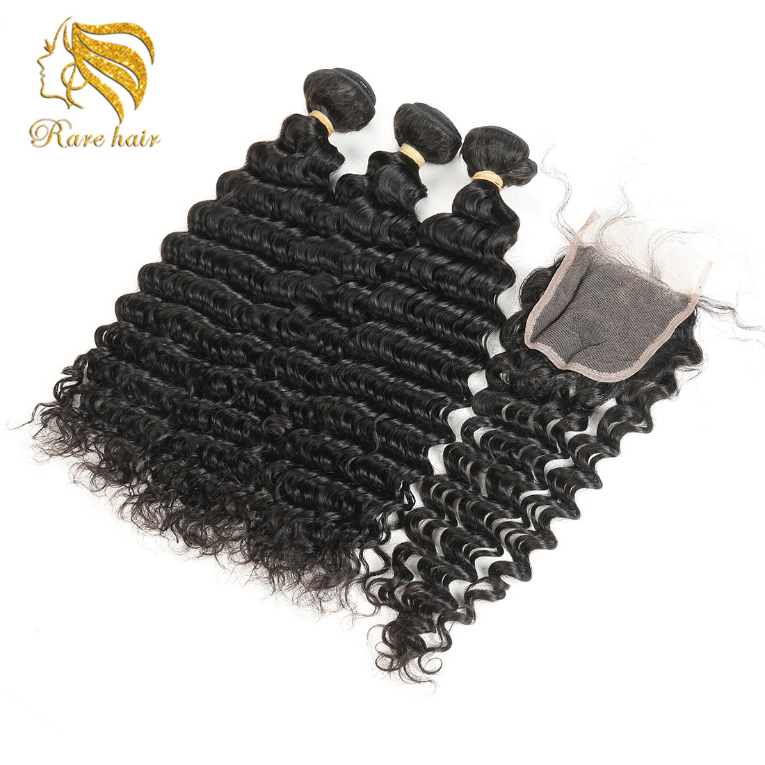 Human Hair 9A Deep Curly Angel Trio Deep Wave Bundle Sales Malaysian Brazilian Remy Hair Hair WEAVING Machine Double Weft >=35%