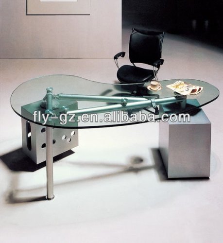Modern Office Furniture Curved Glass Office Desk