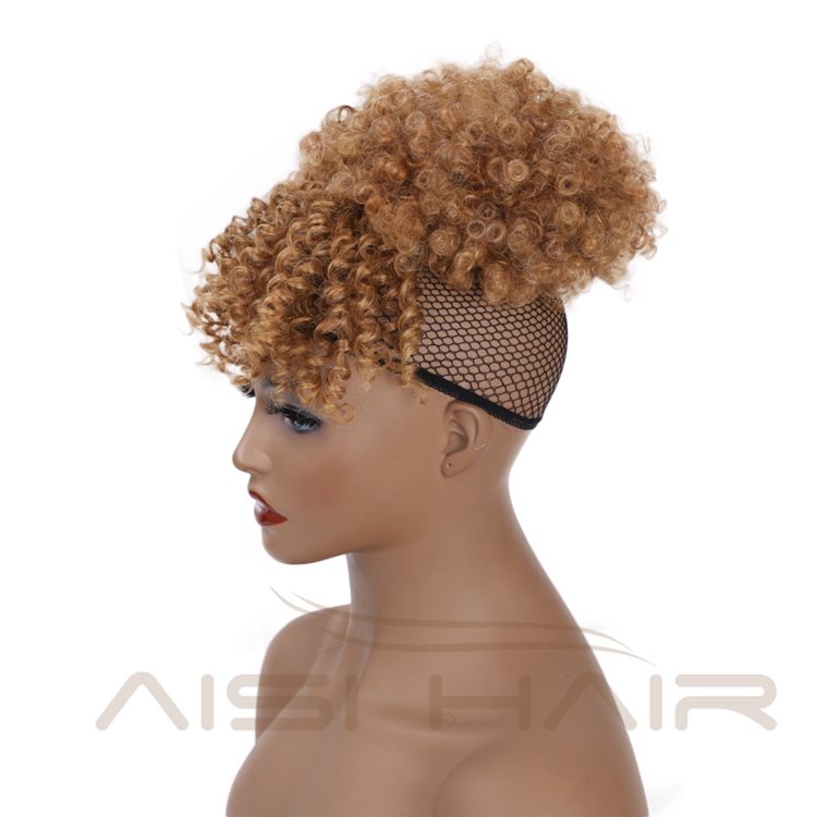 Aisi Hair Curly Chignon With Bangs High Quality Accessory Braid Extension For Women Scrunchie Afro Kinky Hair Donut Bun Maker