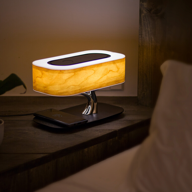 High quality LED bedside table lamps with wireless charging and music speaker