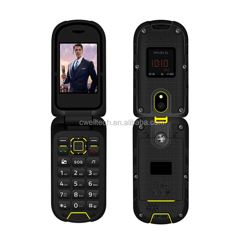 2018 Factory price i outdoor F2 2.4''/1.44'' Double Screen IP68 Waterproof SOS Function Rugged Flip Phone