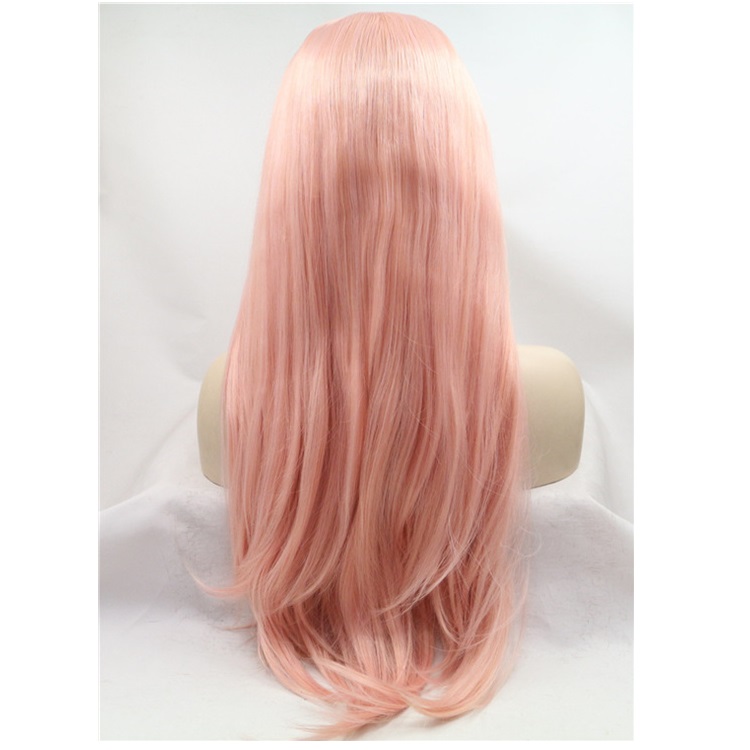 Lace Front Wavy Pink Color Synthetic Hair Wigs Short Bob