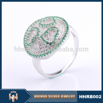 Factory wholesale rhodium plated 925 silver ring with micro pave cz