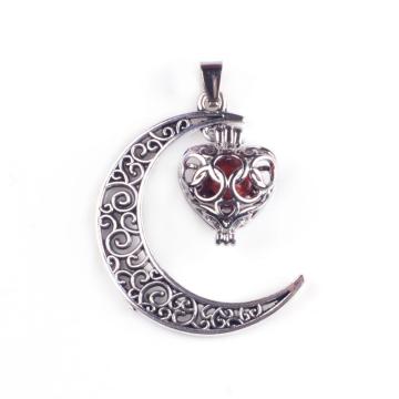 Carnelian Gemstone Moon Silver Plated Charm Pendant Necklace