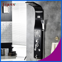 Fyeer Temperature Display Massage Rainfall Stainless Steel Black Shower Panel