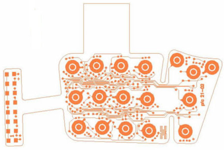 első réteg - 2 rétegű rugalmas PCB gyártás first Layer - 2 layer flexible PCB manufacturing