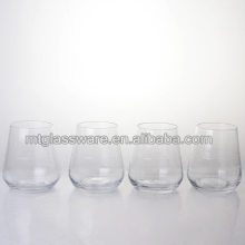 Clear stemless wine glasses; Hand-made glass cup for wine , water and juice;