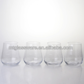 Clear stemless wine glasses; Hand-made glass cup for wine , water and juice;