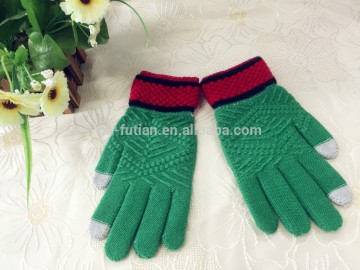 multicolor acrylic touch screen smart phone gloves winter glove