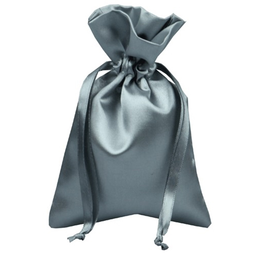 silver satin bag pouch