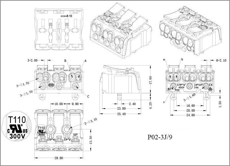 push wire connector 3 ports