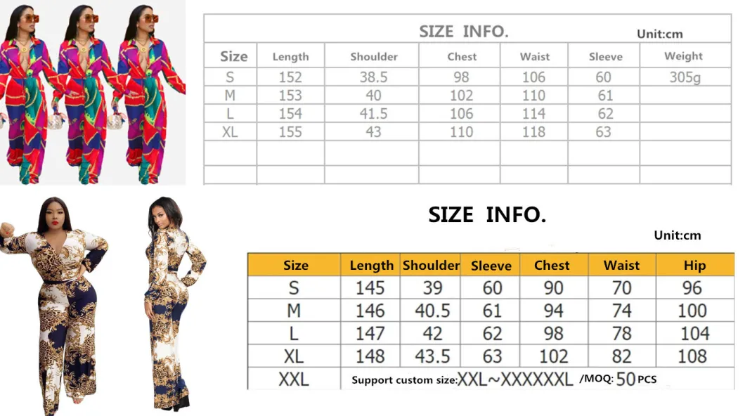 Hot Sell Women Floral Sexy Long Sleeve One Piece Loose Pant Bodysuit Jumpsuit