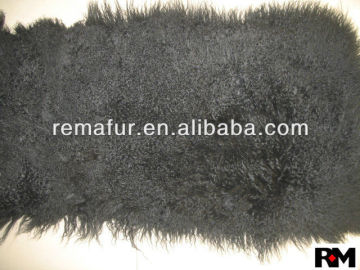 100% Genuine Patched Mongolian Lamb Fur Plates dyed in black color