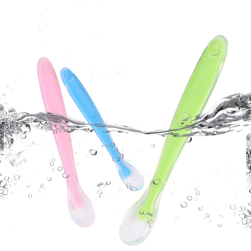 Colorful Baby Feeding Spoons Silicone Baby Training Soup Spoon