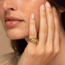 Wholesale High-End 18k Gold Plated Croissant & Stainless Steel Eternity Rings: Latest Trendy Designs