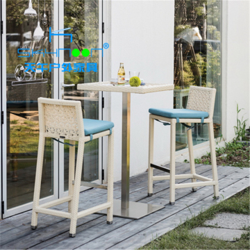 Outdoor Rattan Wicker Patio Bar Furniture - High Stools & Metal Rattan Bar Stools (24004)