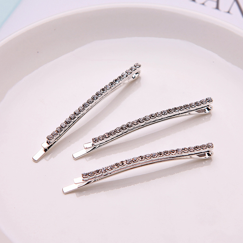 6cm/8.5cm long curved crystal bobby pins full rhinestone hair clip set 2 pcs bling hair pin