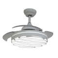 3-Blades White Ceiling Fan with Grey Lampshade