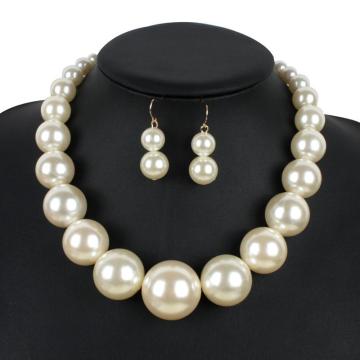 White Pearl Necklace and Earring Set