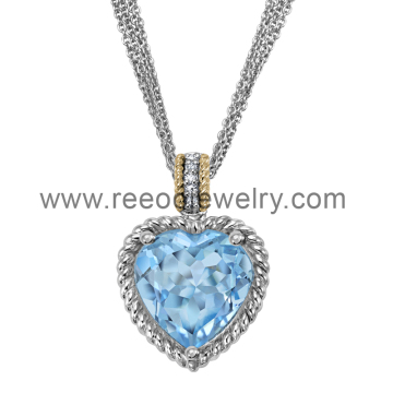 Unique Botswana Agate, Sapphire Sterling Silver Necklace