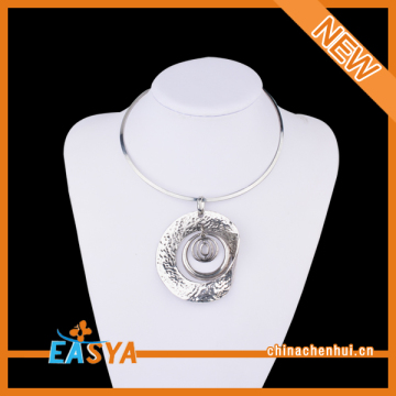 Alloy Chunky Statement Necklace Pendant Silver Necklace