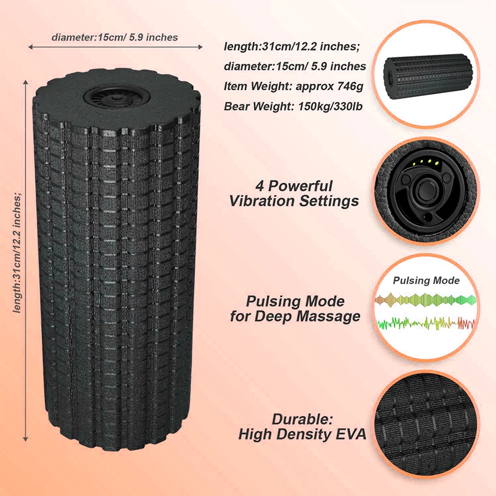 Electric Custom Peanut High Density Collapsible Vibrating Grid Cork EVA Yoga Foam Roller