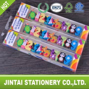 Lovely for Kids High Quality Aminal Number Rubber Eraser