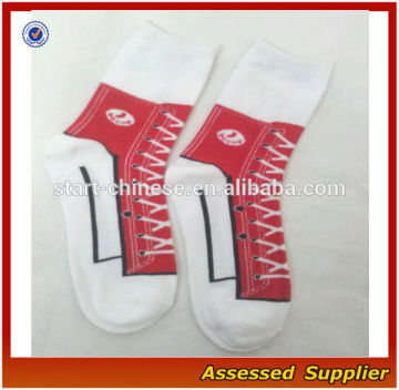 Hot Sale Fashion Funny Novelty Sock Gifts Sock/ converse shoes socks/ Converse Shoe Print Sneaker Socks in Red