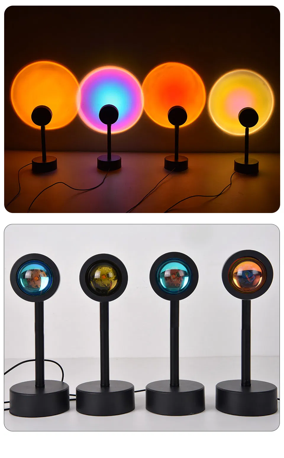 USB Sunset Projector Lamp - LED Rainbow Night Light for Home