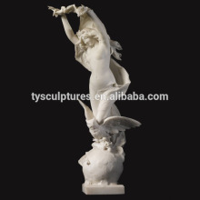 White marble beauty sexy stone young nude girl hand carved garden statue