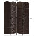 4 Panel wood room divider screen