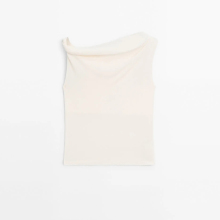 Women's high-end minimalist pleated sleeveless T-shirt cotton top