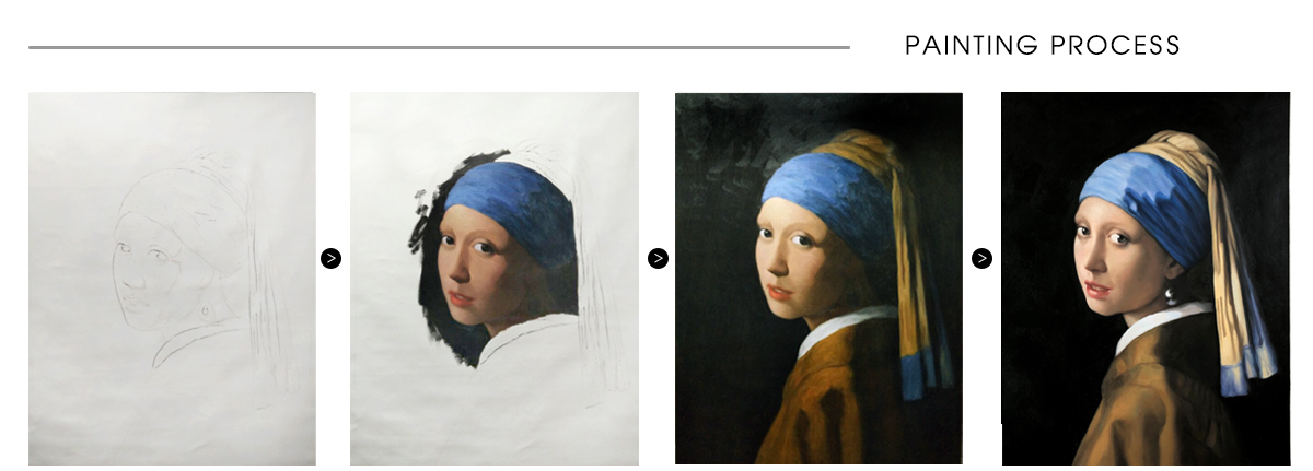 Hand Painted Wall Canvas Masterpiece Girl with a Pearl Earring by Jan Vermeer