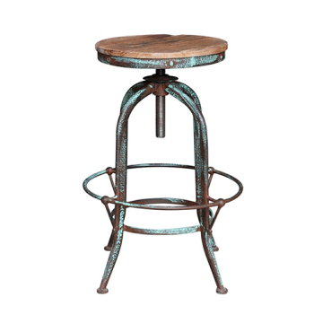 Industrial Vintage Bar Stools Metal Wood Top