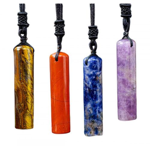 Gemstone Cylindrical Pendant Necklace for Women Men 14X60MM