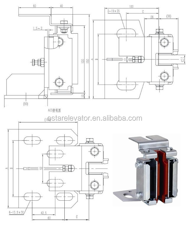 High speed guide shoe for passenger elevator