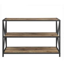 Console Solid Wood Bookshelf with Metal Frame