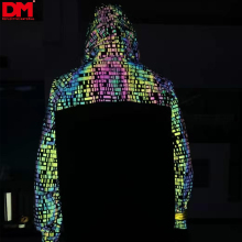 high light durable reflective printing rainbow fabric , reflective fabric for clothing