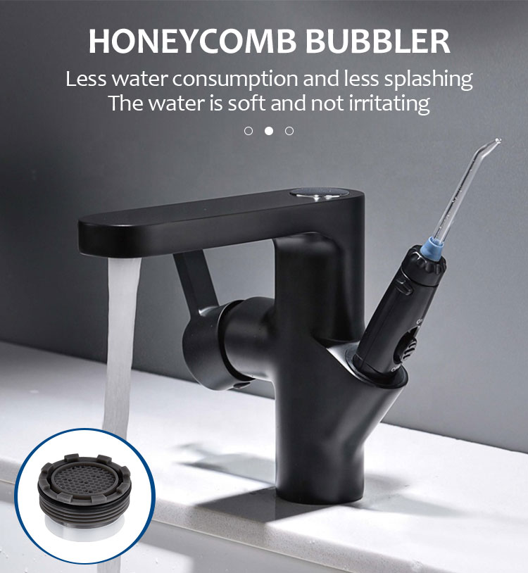 Special Design Black Mixer Basin Faucet With Dental Oral Irrigator Water Flosser Washer Teeth Clearing Faucet For Sale