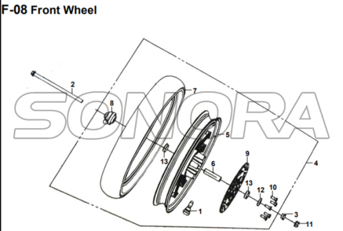 F-08 Roda Depan untuk XS175T SYMPHONY ST 200i Spare Part Kualitas Top