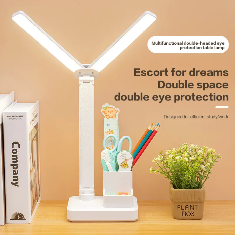 Rechargeable Double Head Desk Lamp with Eye Protection
