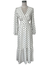 Dot Print Dobby GGT 100%poplyester Maxi Dress