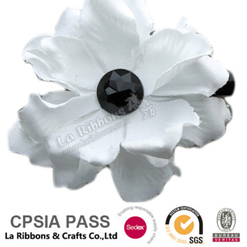 Custom hair clips white deco artificial white f flower with diamond