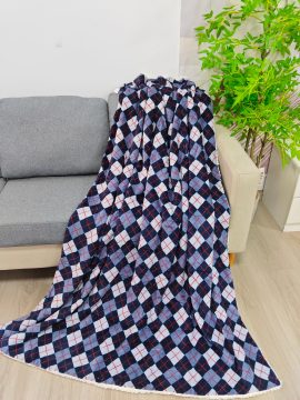 Cozy Checked Flannel Sherpa Double Blanket