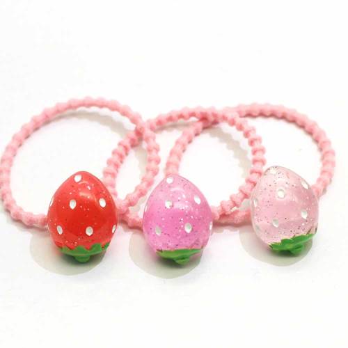 Wholesale Women Girls Resin Fruit Strawberry Hair Accessories Elastic Hair Ties Ponytail Holders Elastic Hair Bands Accessories