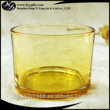 large yellow glass candle jars and metal lids for 3-wick candles