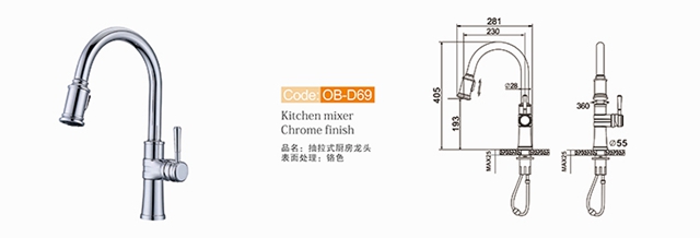 Pull Out Kitchen Sink Faucet Ob D69