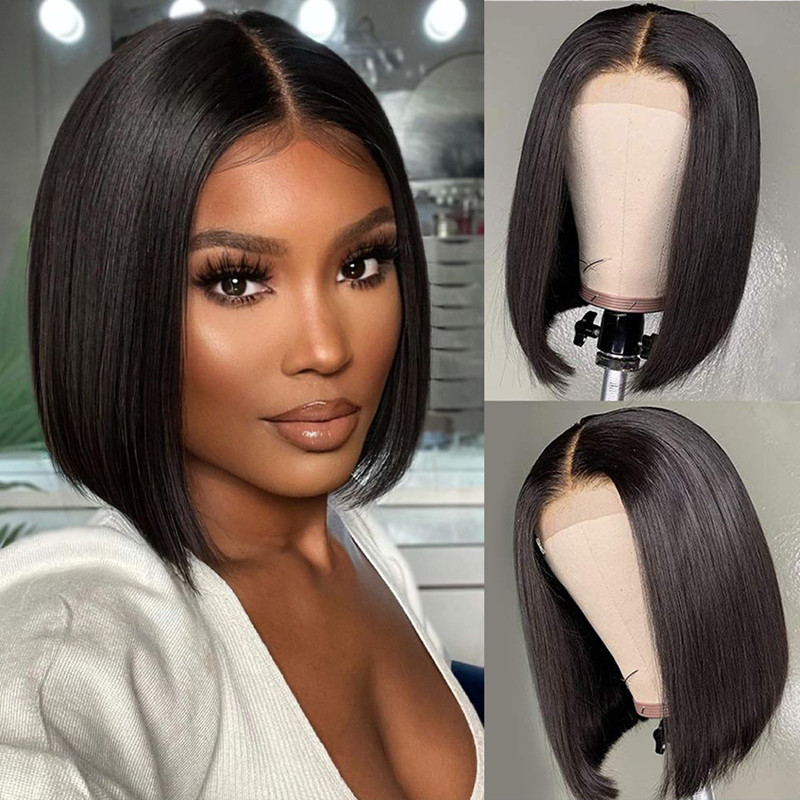 Best Seller Wholesale  Human Hair Lace Front Straight Unprocessed Raw Brazilian Hair Blonde Bob Wig