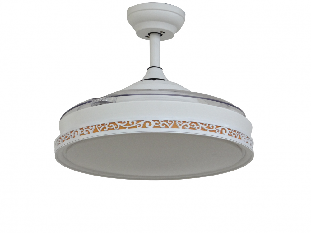 3-Blades White Ceiling Fan with White Lampshade