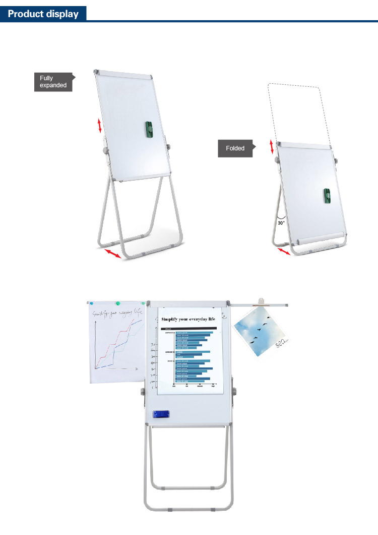 Comix Magnetic Kids Whiteboard U-Stand Dry Erase Mark Board with Flipchart Clip